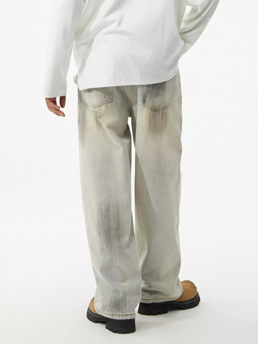 Men's Distressed Wide Leg Jeans