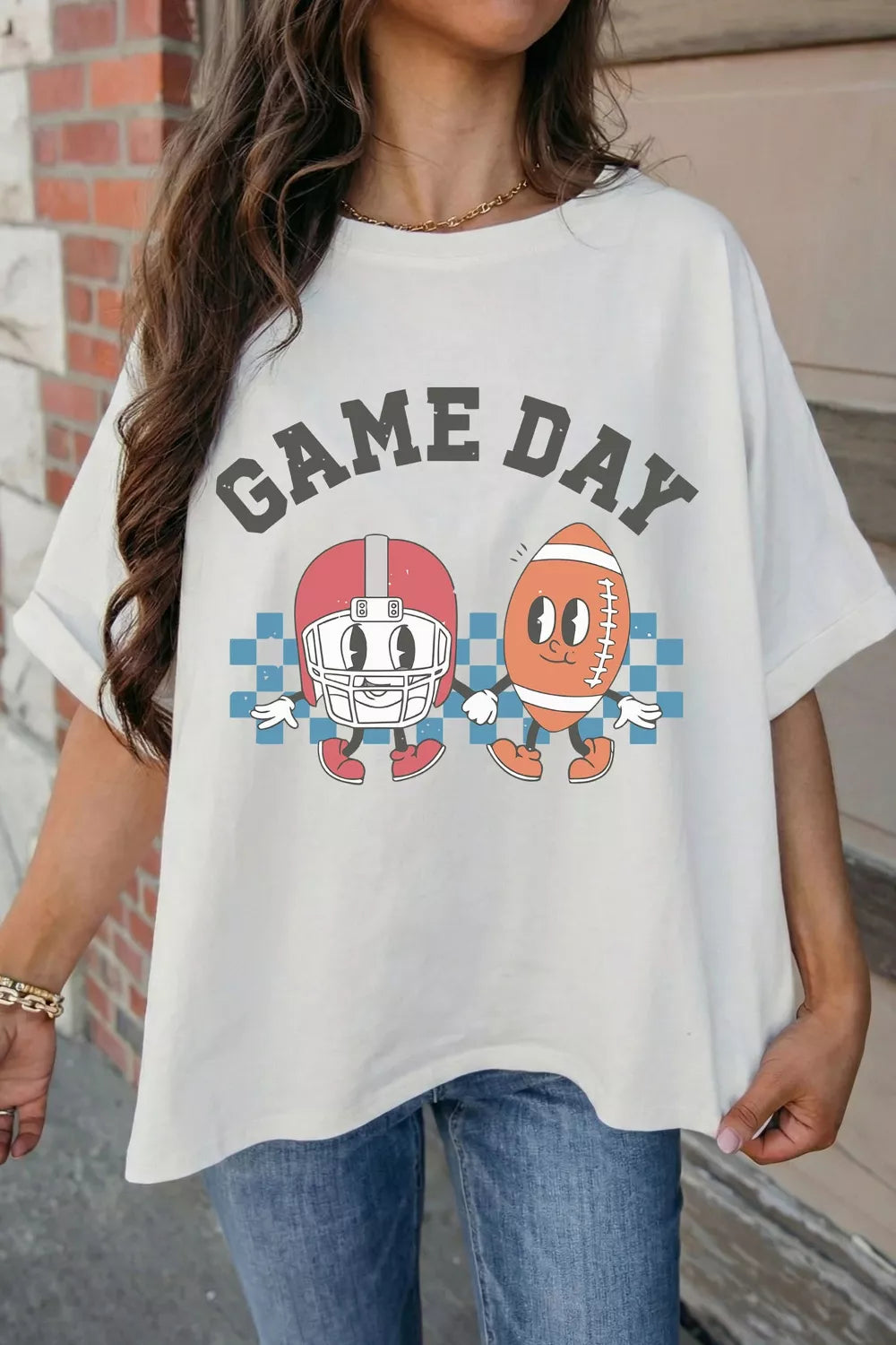 Game Day Football Graphic Casual Loose T Shirt