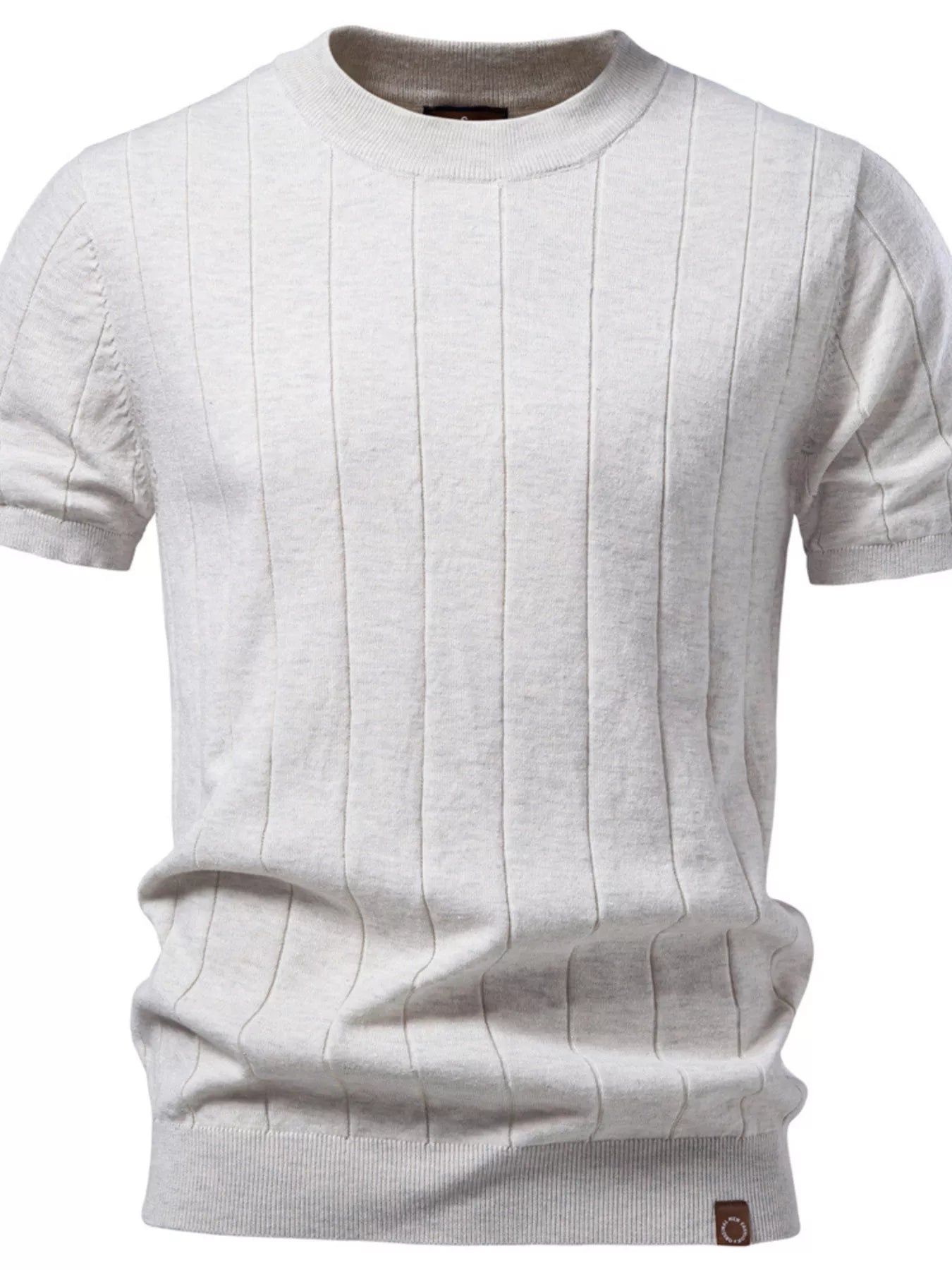 Men's Ribbed Knit Short Sleeve Sweater