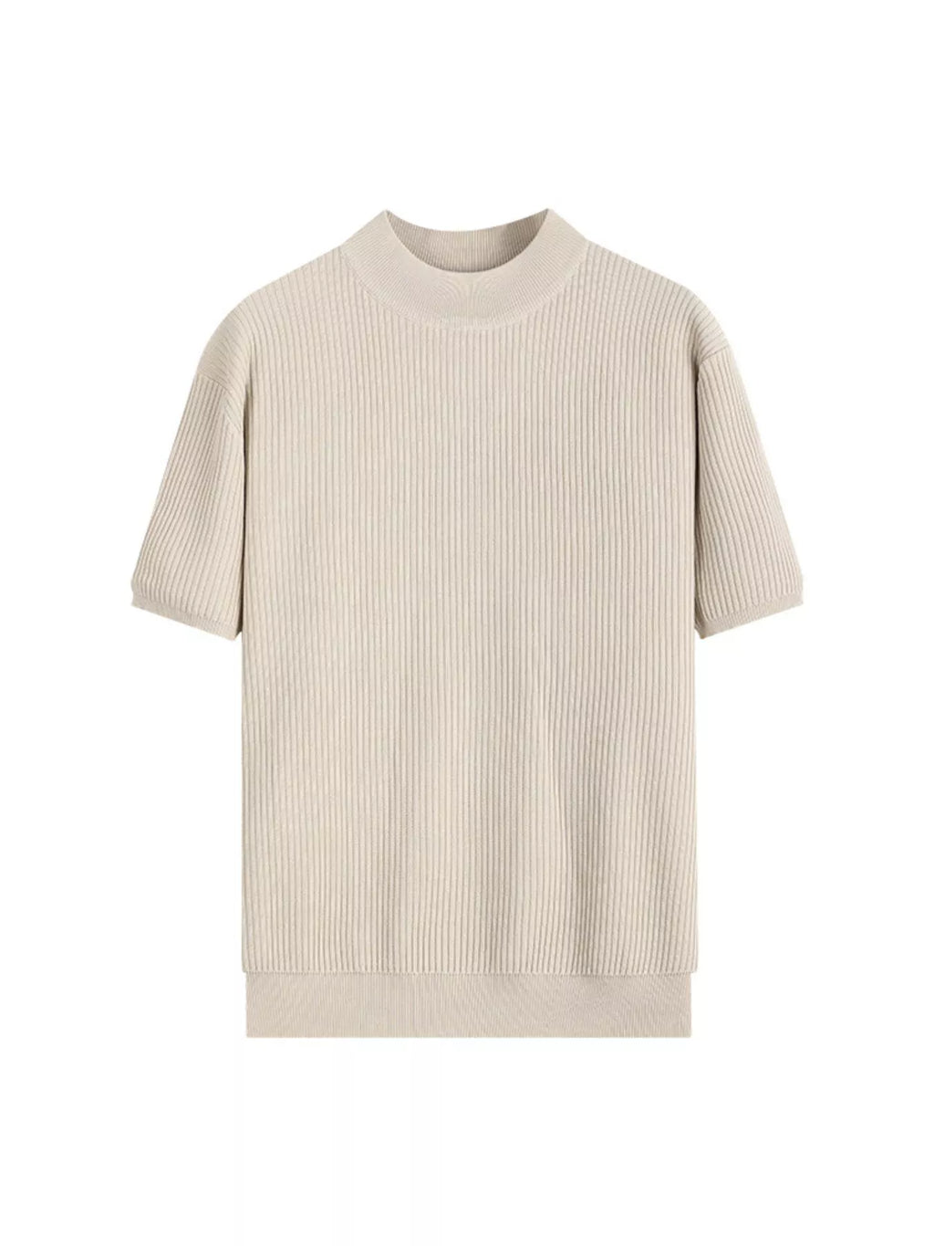 Men's Plus Size Ribbed Knit Mock Neck Short Sleeve T-Shirt