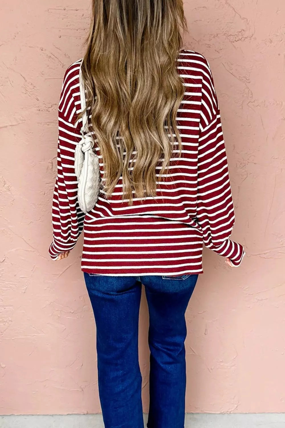 Stripe Drop Shoulder Long Sleeve Top