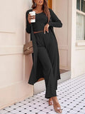 Round Neck Tank & Cardigan & Pants Set
