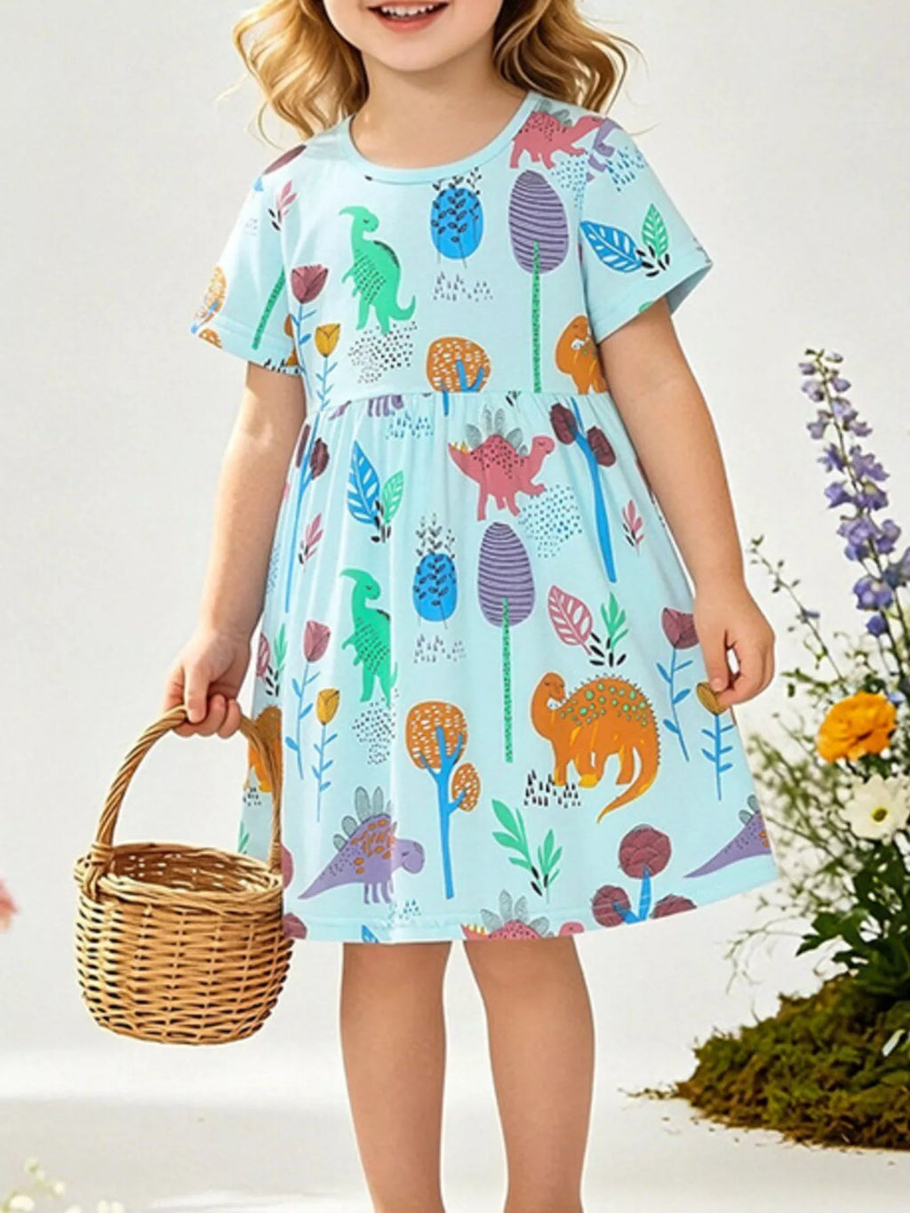 Children's Dinosaur Print A-Line Dress
