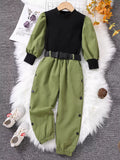 Children's Color Block Top and Pants Set
