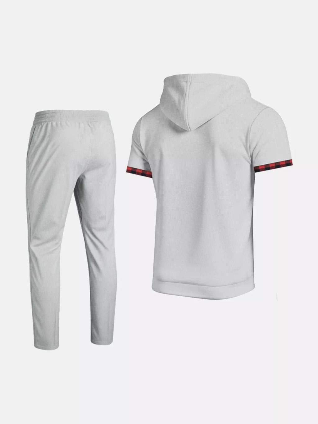 Men's Full Size Casual Short-Sleeve Hoodie and Pants Set Plus Size