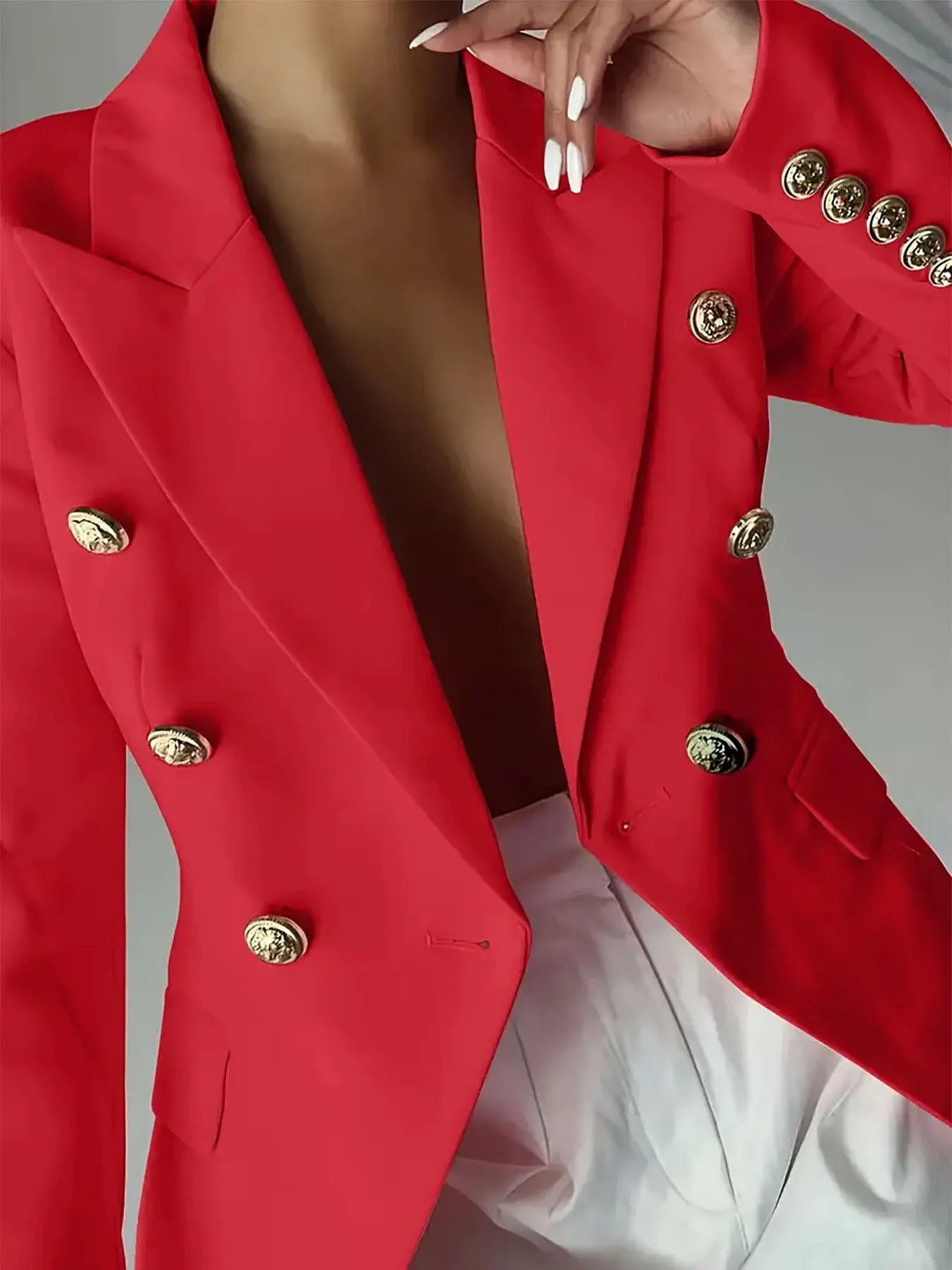 Decor Button Lapel Collar Blazer