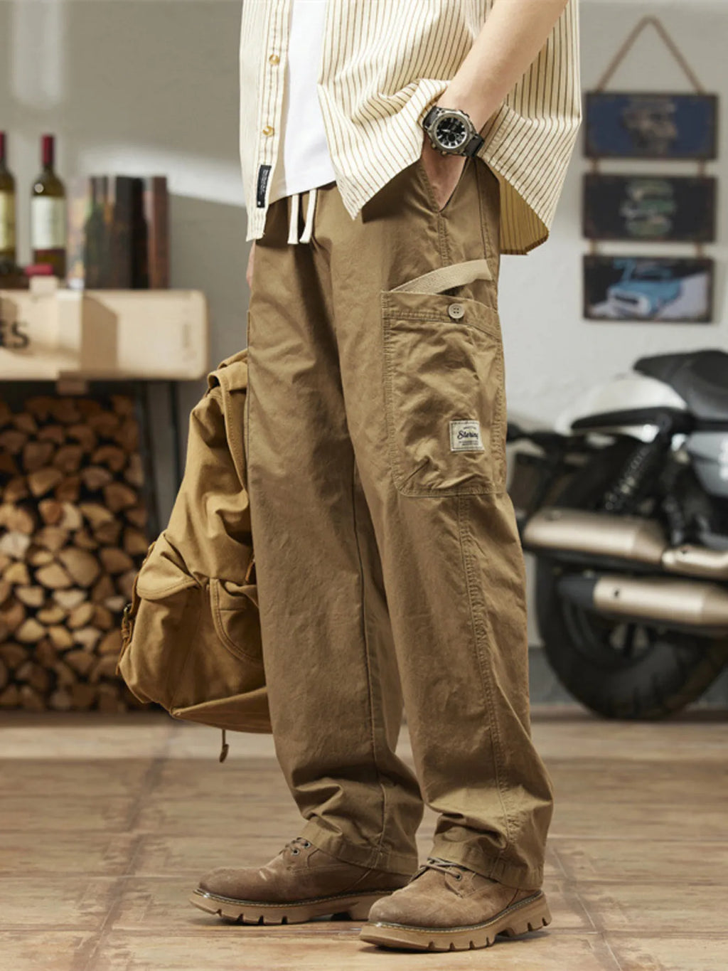 Men's Plus Size Wide Leg Cargo Pants