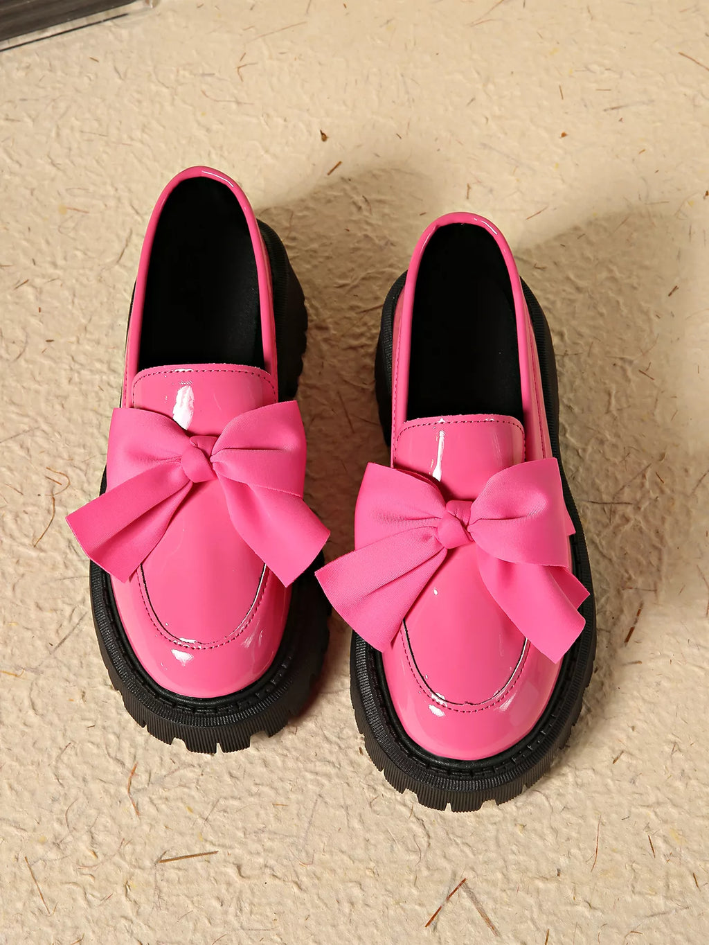 Bow Decor Round Toe Loafers