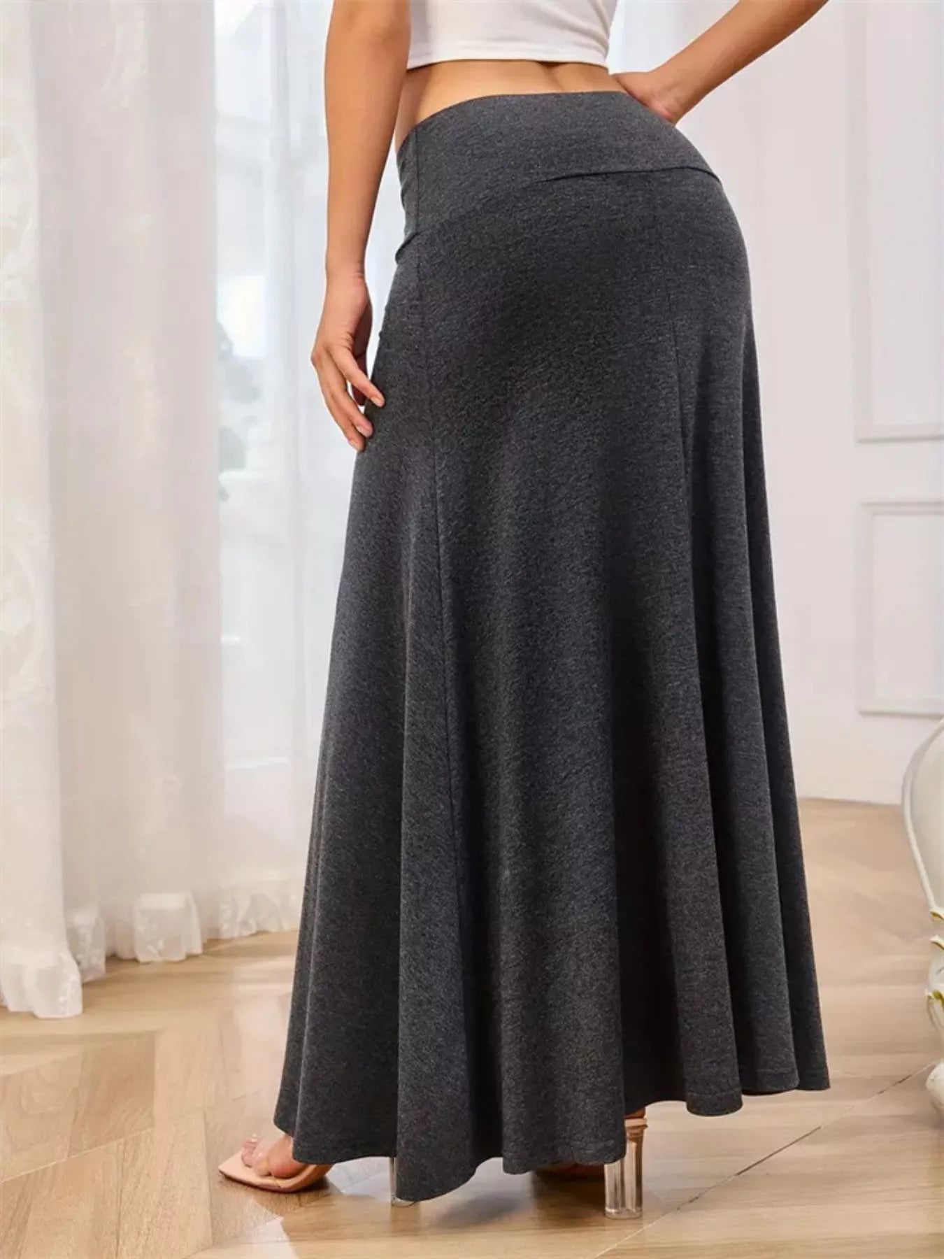 Flowy Maxi Skirt with Wide Waistband