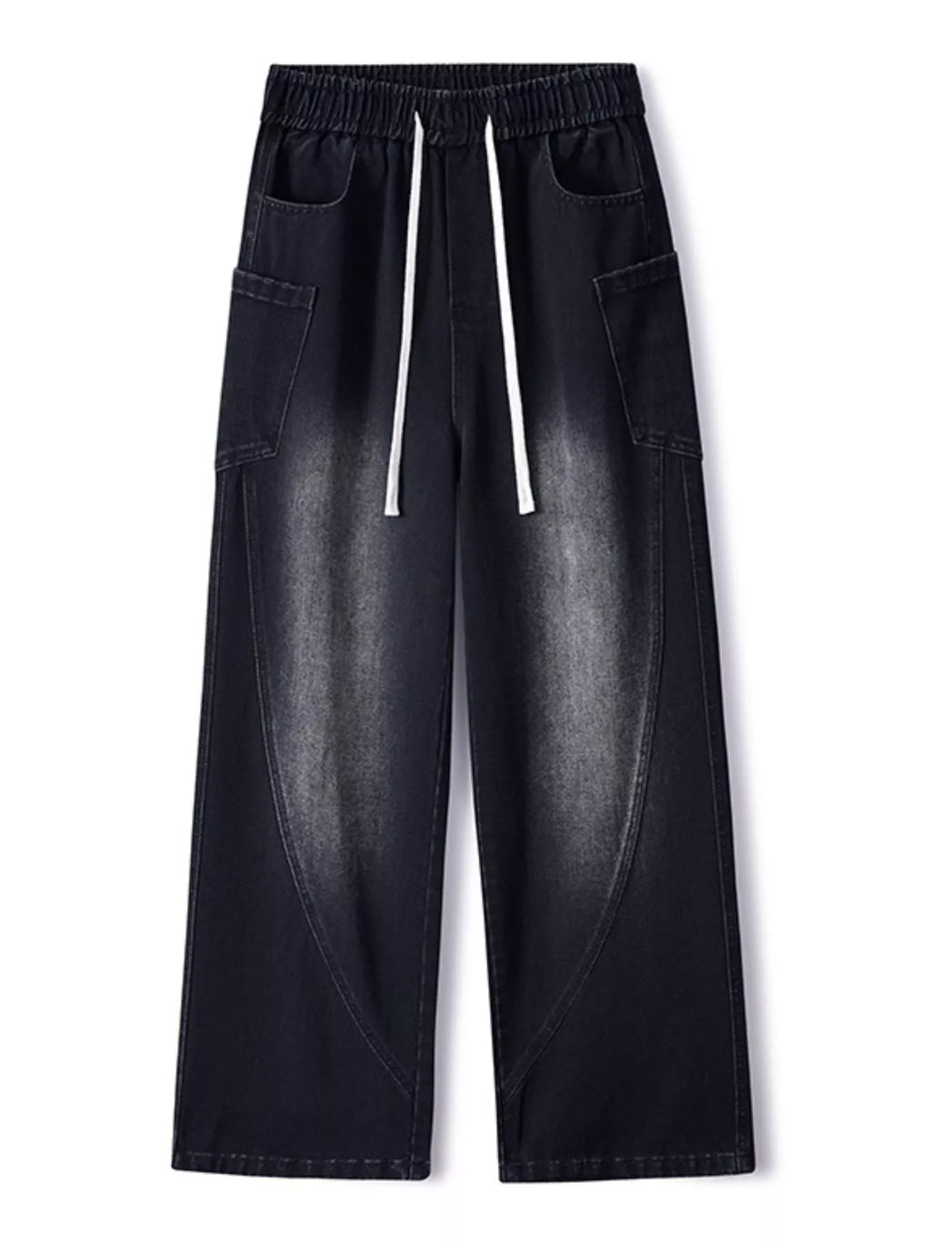Men's Full Size Wide Leg Wash Denim Jeans Plus Size