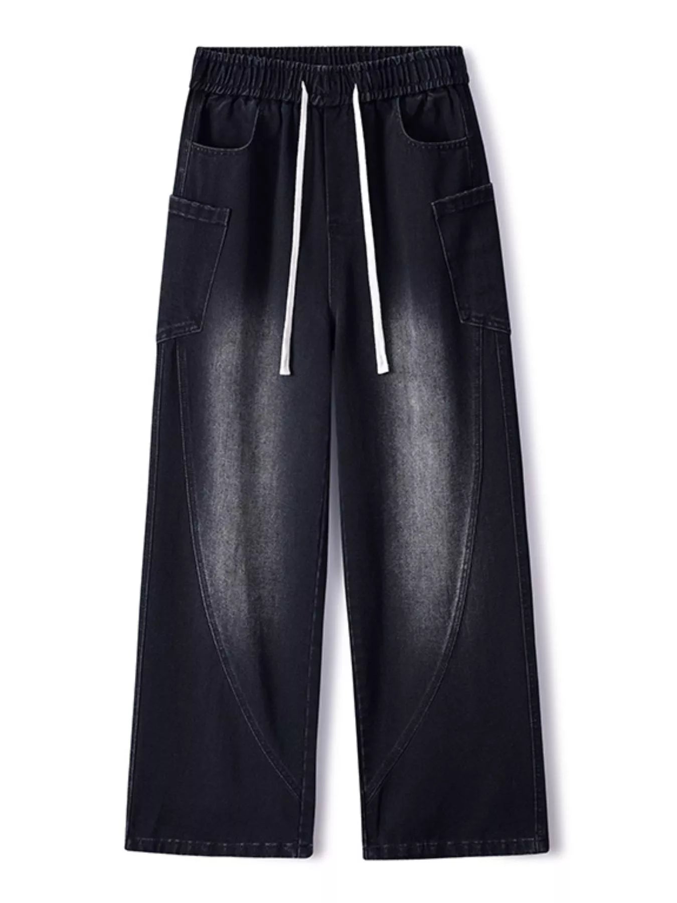 Men's Full Size Wide Leg Wash Denim Jeans Plus Size