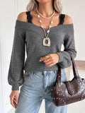 Off-Shoulder Lace Trim Sweater