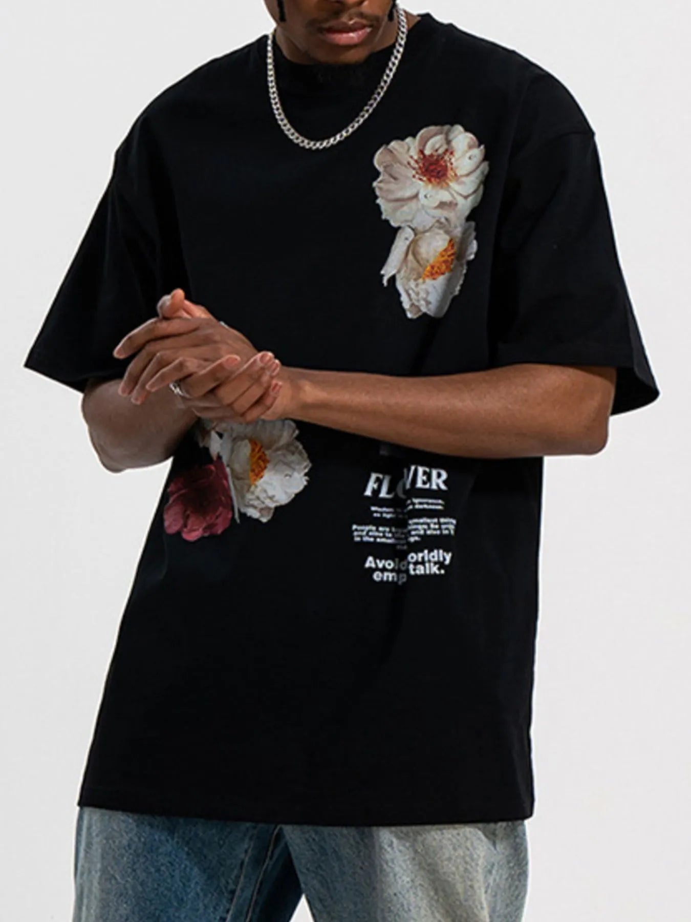 Men's Oversized Floral Print Short Sleeve T-Shirt