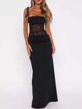 Lace Panel Bodycon Maxi Dress