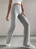 Ribbed Knit High Waist Flare Pants