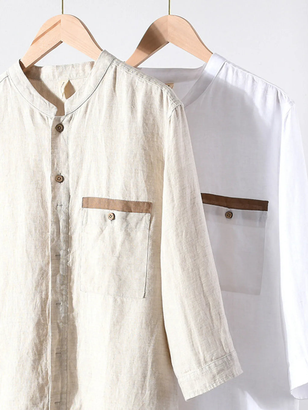 Men's Plus Size Button Up 3/4 Sleeve Shirt