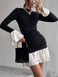 Ruffle Hem Long Sleeve Mini Dress