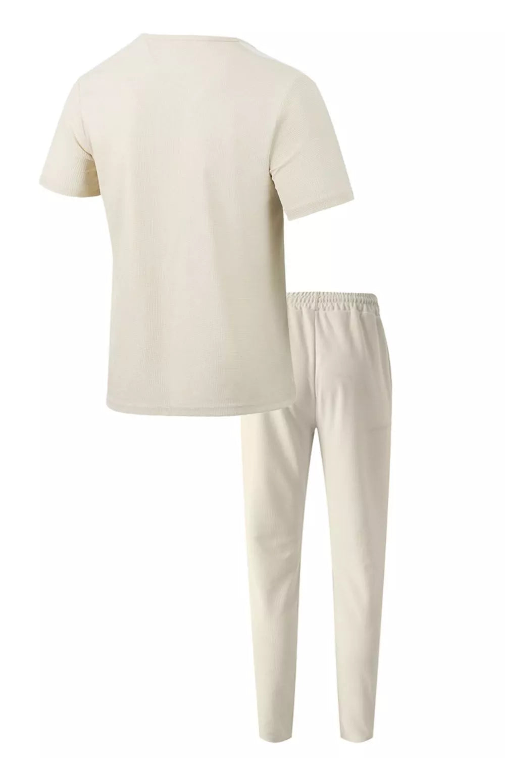 Men's Full Size Lace-Up Front Top and Pants Casual Set Plus Size