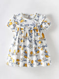 Children's Lemon Print Ruffle Trim Dress