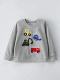 Children's Cartoon Vehicle Graphic Crew Neck Sweatshirt