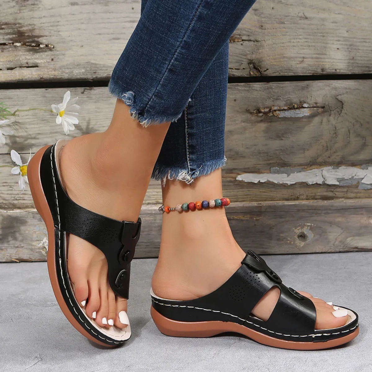 Cutout Wedge Sandals