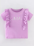 Children's Ruffled Embroidered Round Neck Tee