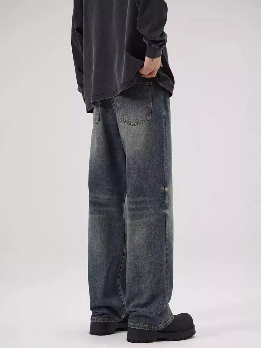 Men's Full Size Vintage Wash Relaxed Fit Jeans Plus Size