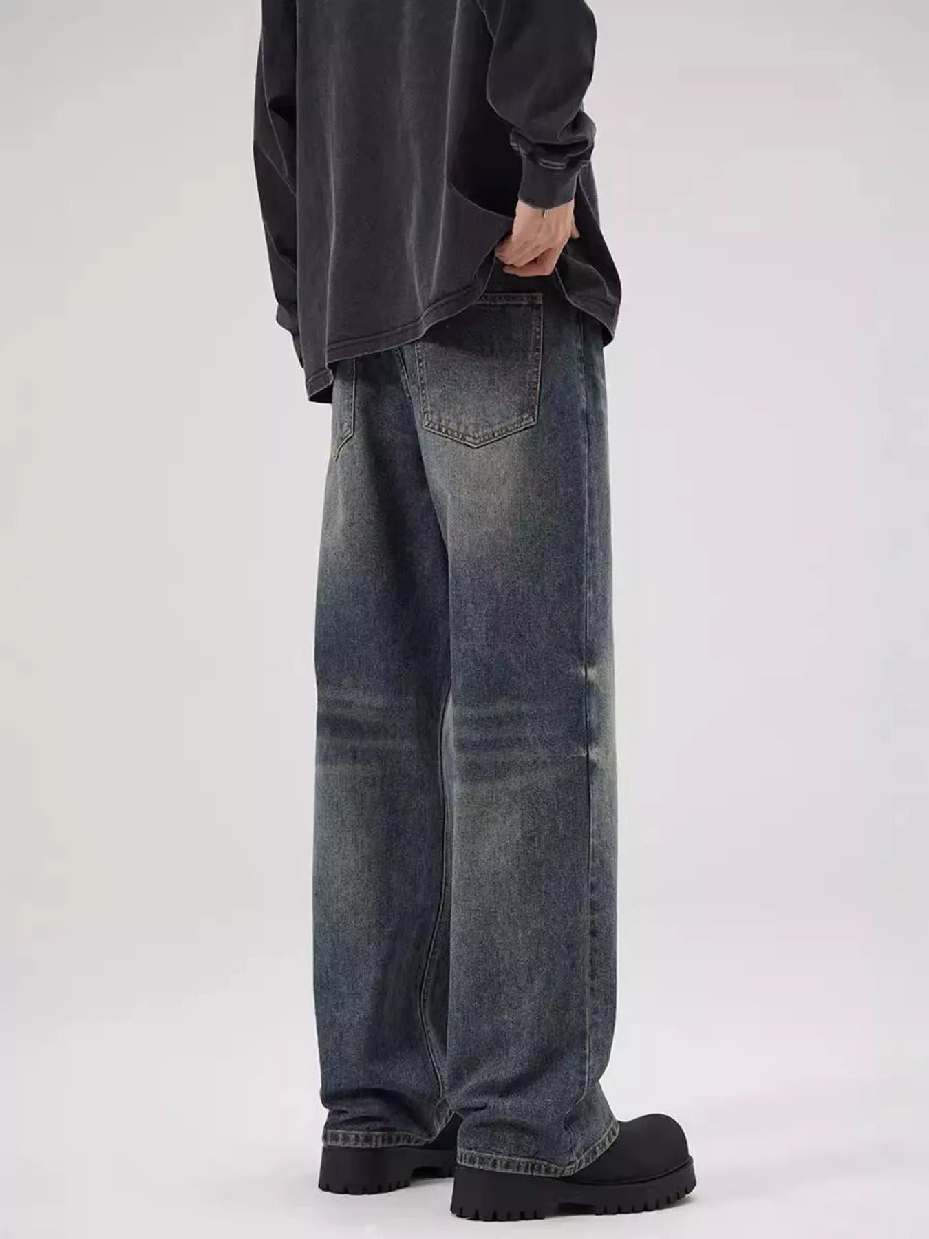 Men's Full Size Vintage Wash Relaxed Fit Jeans Plus Size