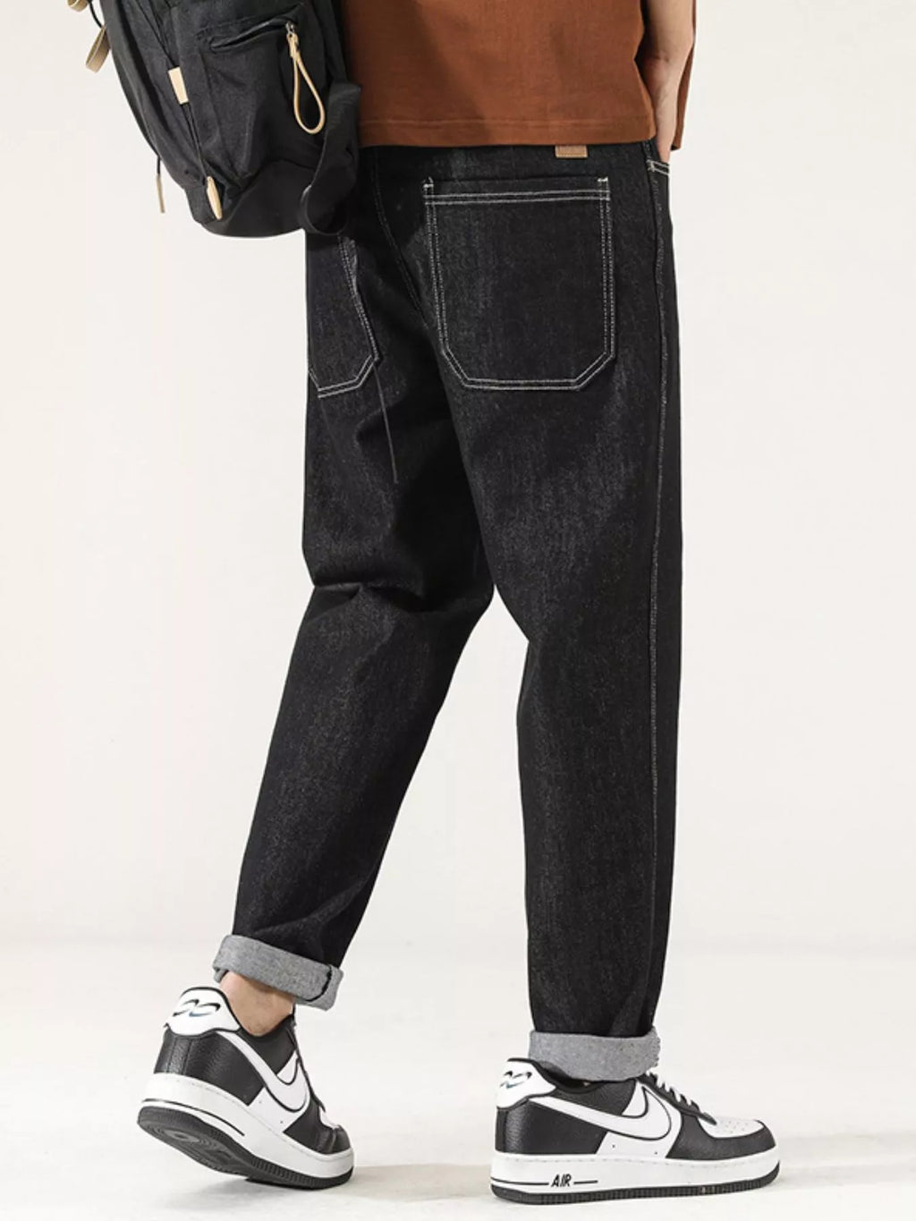 Men's Wide Leg Washed Jeans