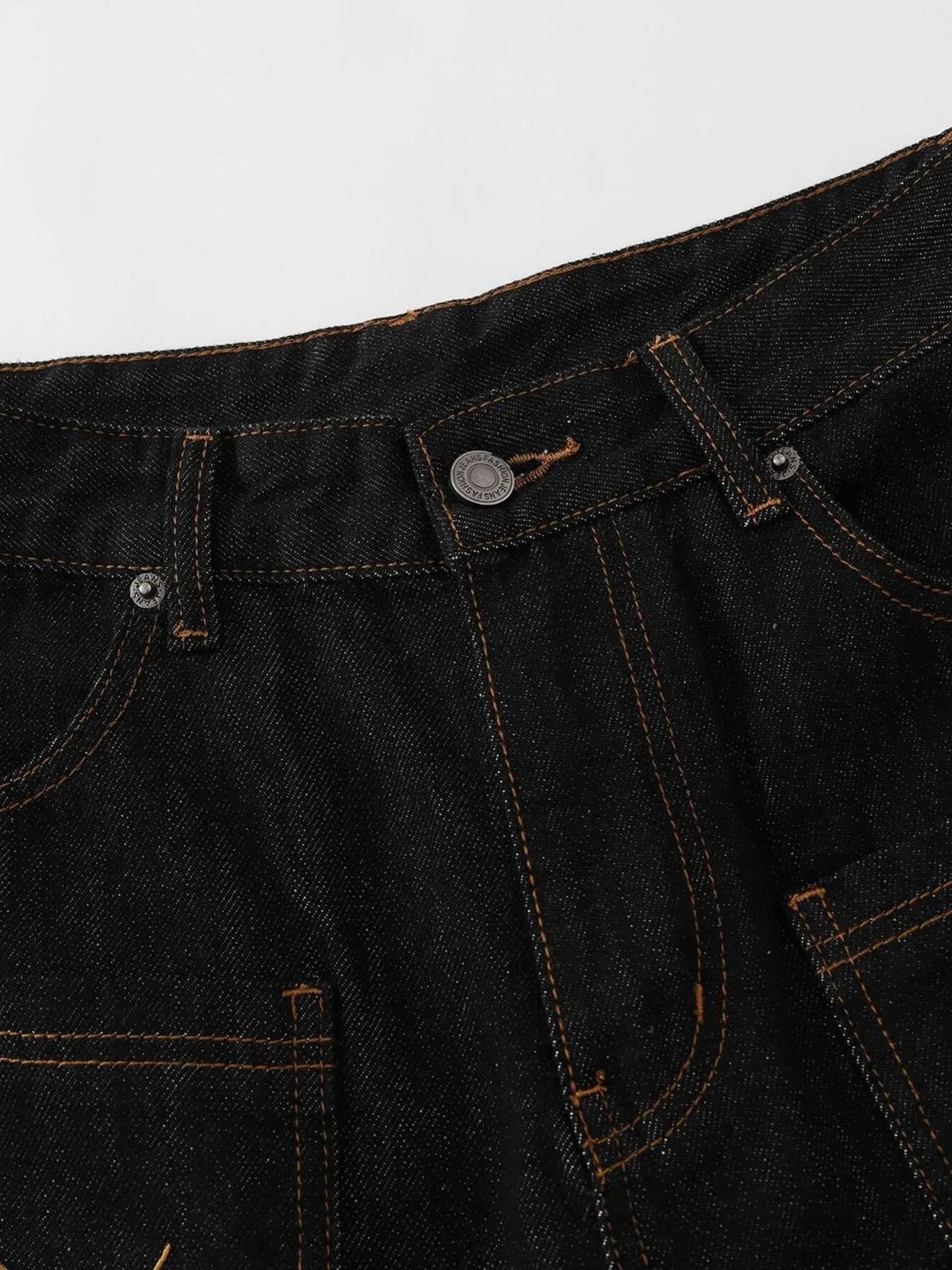 Men's Wide Leg Denim Shorts with Embroidered Pocket Detail