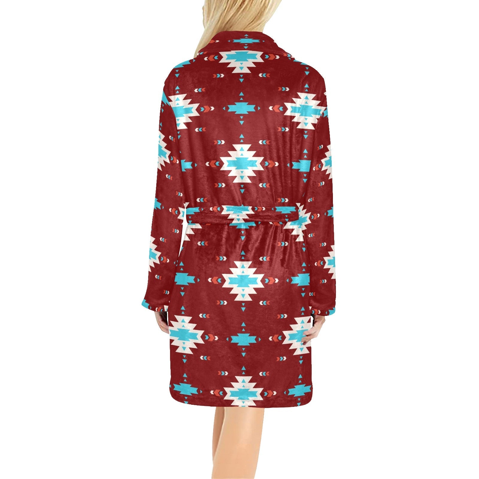 Baha Ranch Burgundy Aztec Women's Western Bath Robe