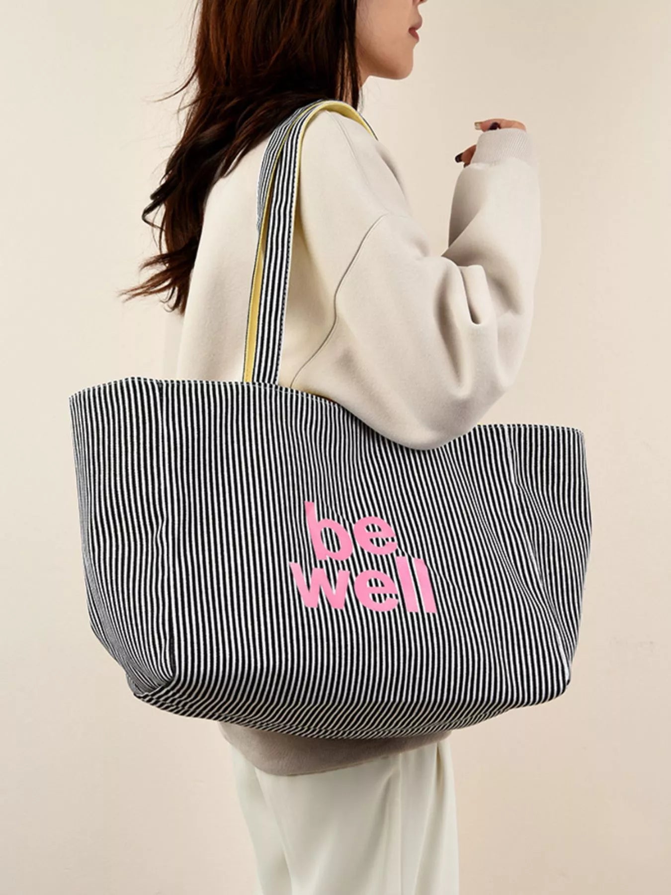 Striped Canvas Duffel Bag
