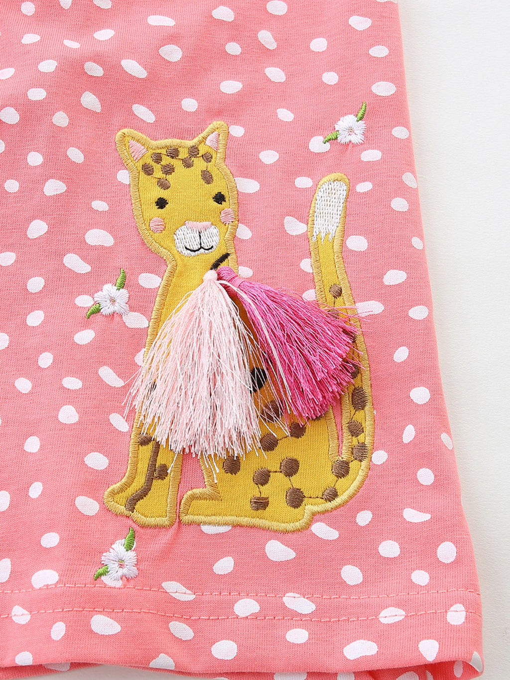 Children's Ruffled Sleeve Polka Dot Embroidered Dress