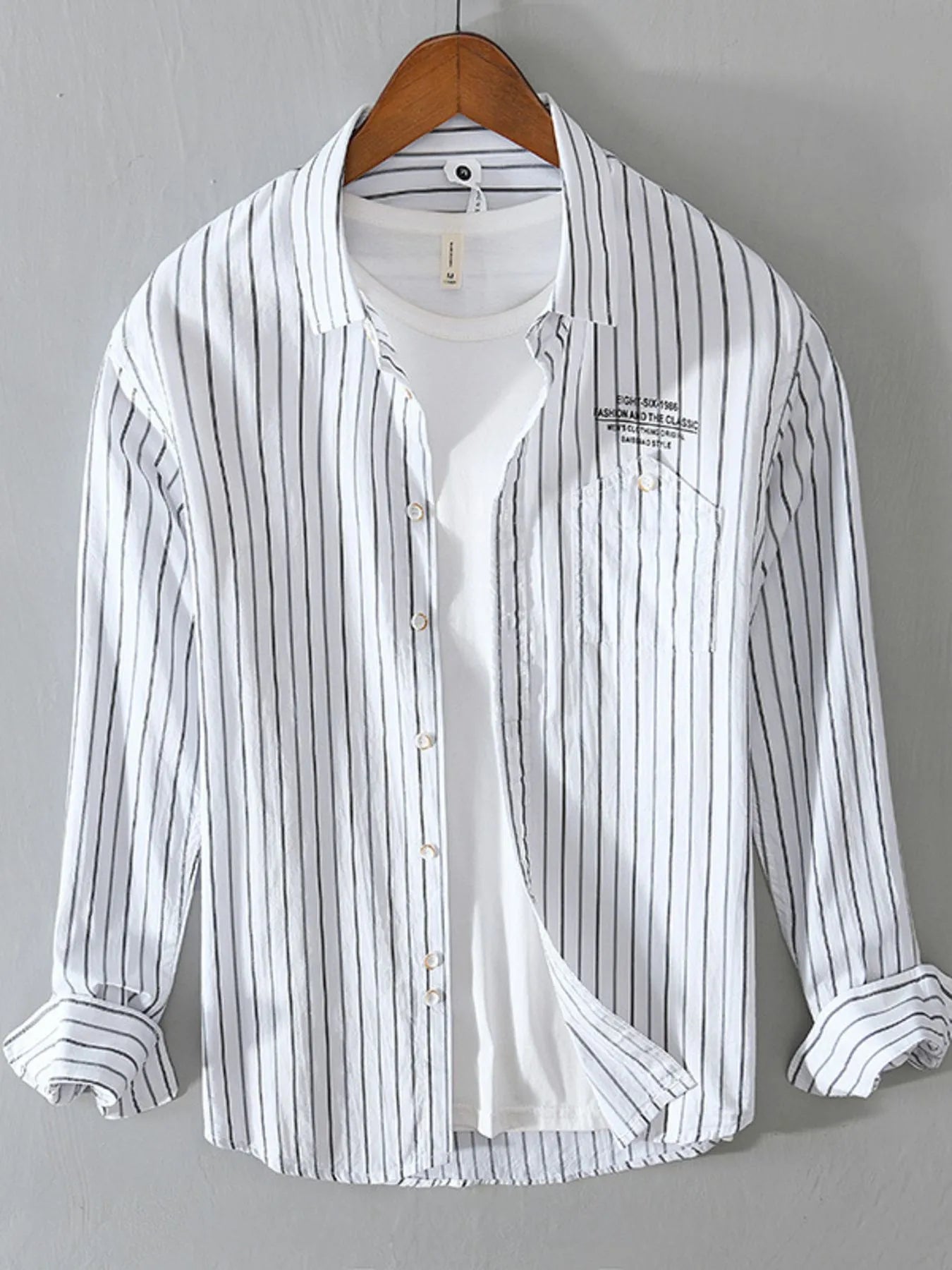 Men's Plus Size Classic Striped Button-Down Shirt