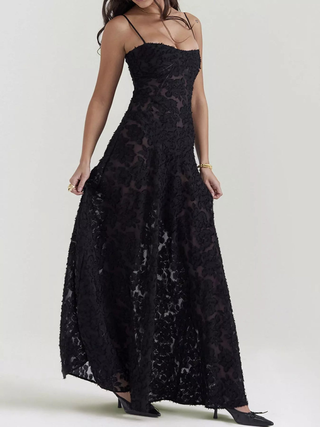 Lace Spaghetti Strap Maxi Dress