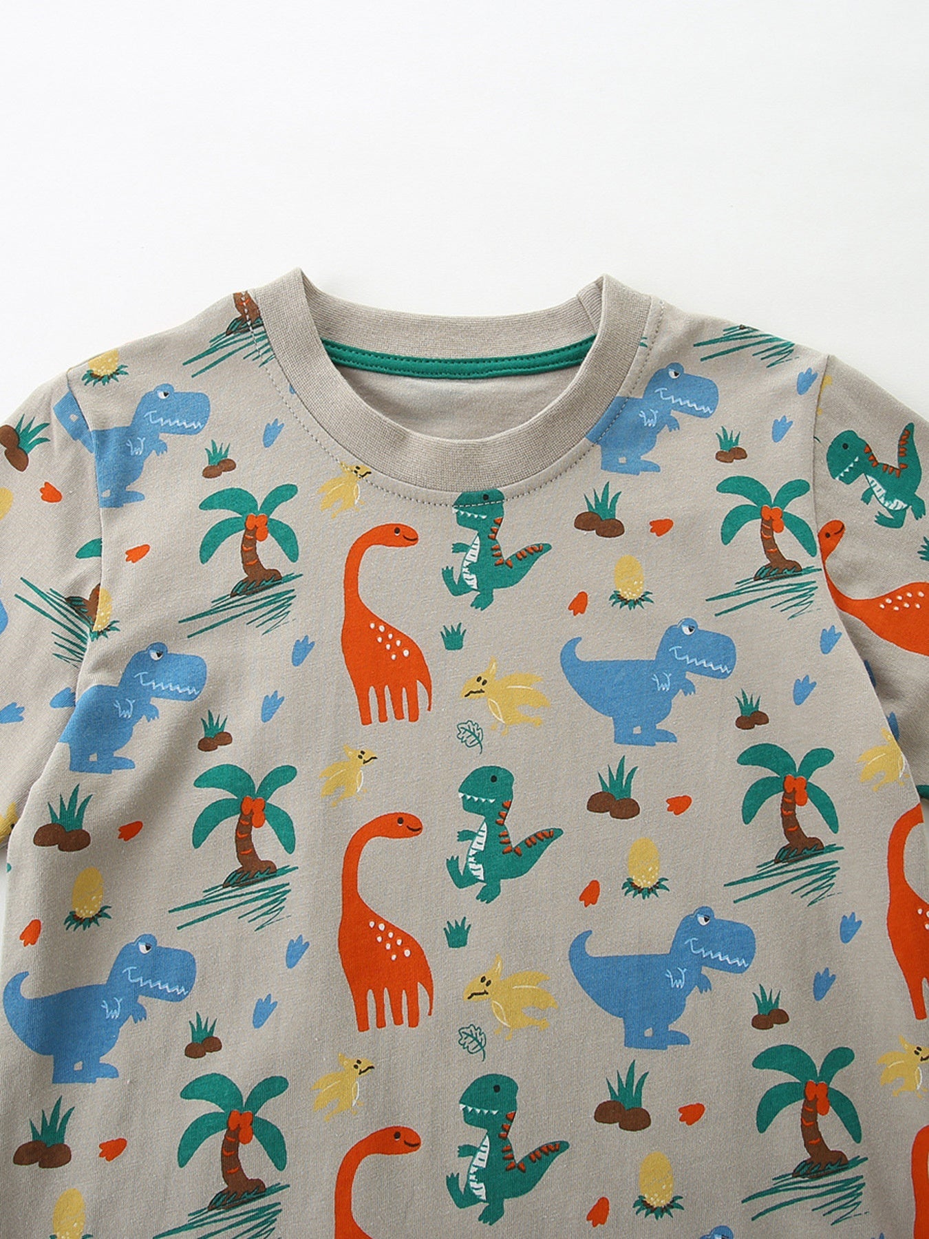 Children's Dinosaur Print Crew Neck Short Sleeve T-Shirt