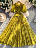 Lace Panel Puff Sleeve Dress