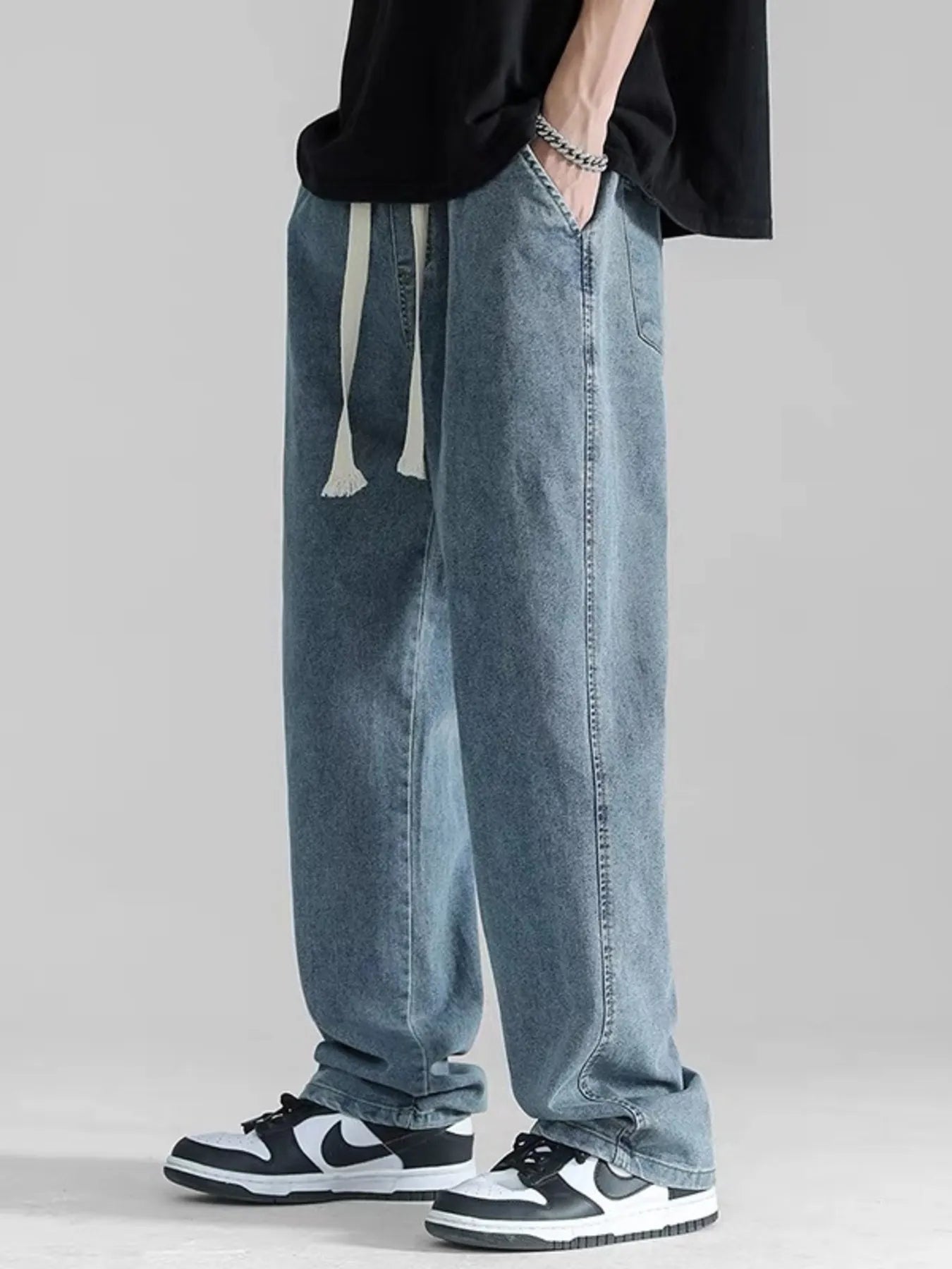 Men's Plus Size Loose Fit Drawstring Jeans