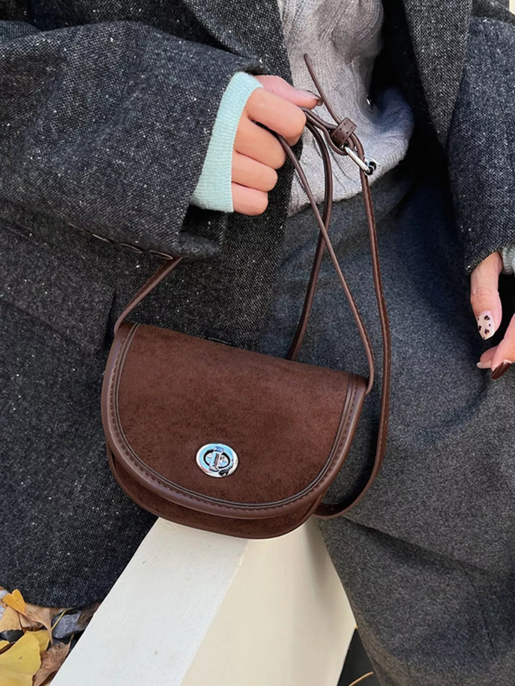 Suede Flap Crossbody Bag