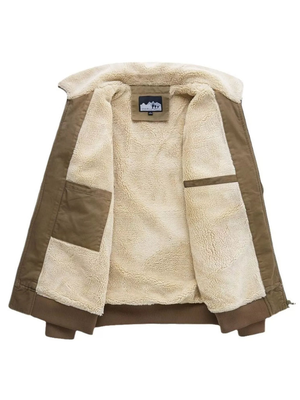 Men's Plus Size Warm Sherpa Lined Zip Up Jacket