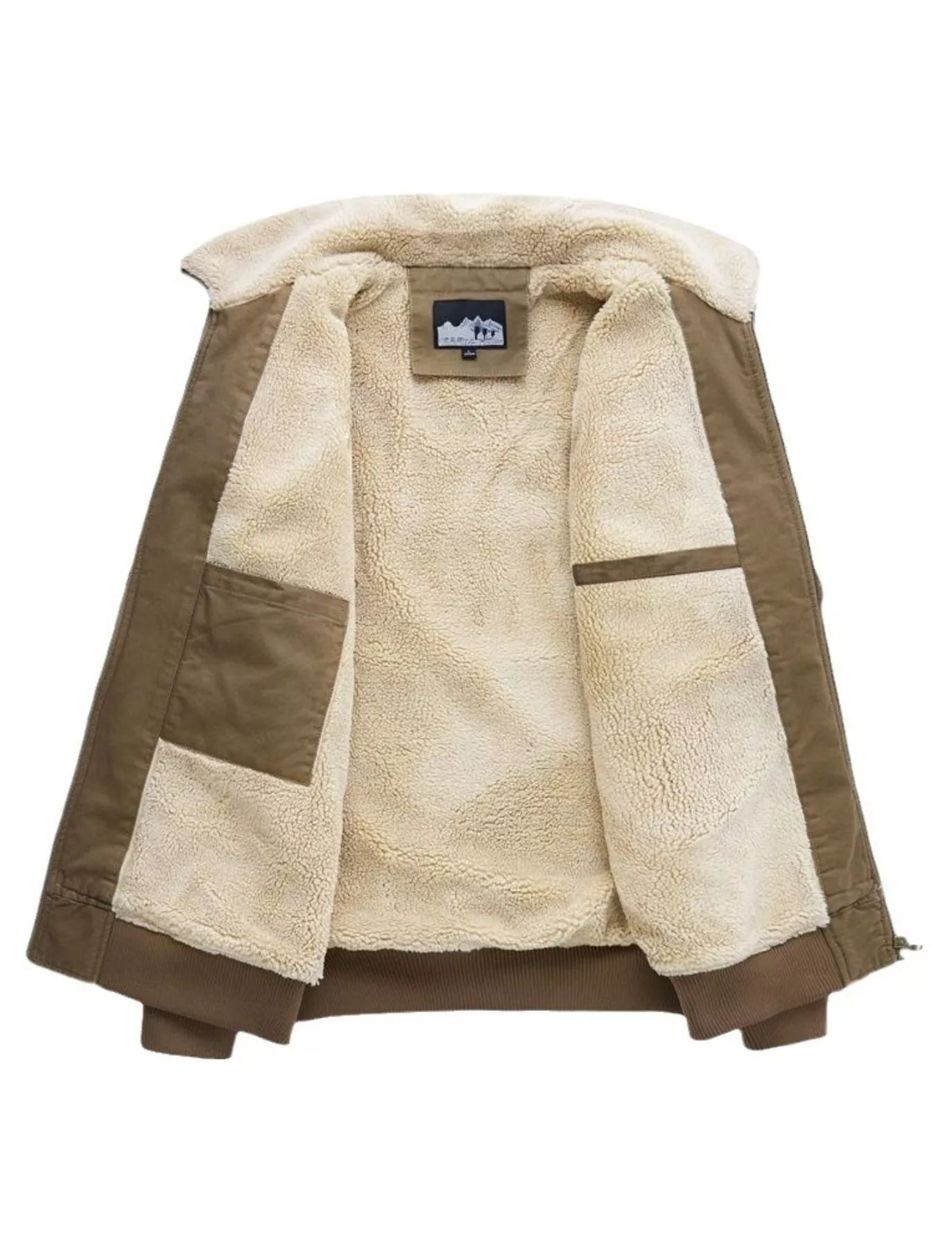 Men's Plus Size Warm Sherpa Lined Zip Up Jacket