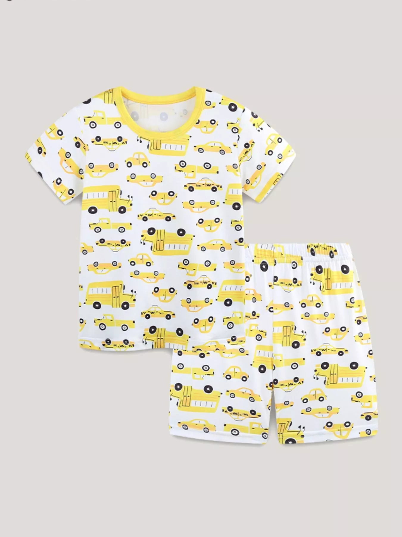 Children's Cartoon Car Print Short Sleeve Pajama Set