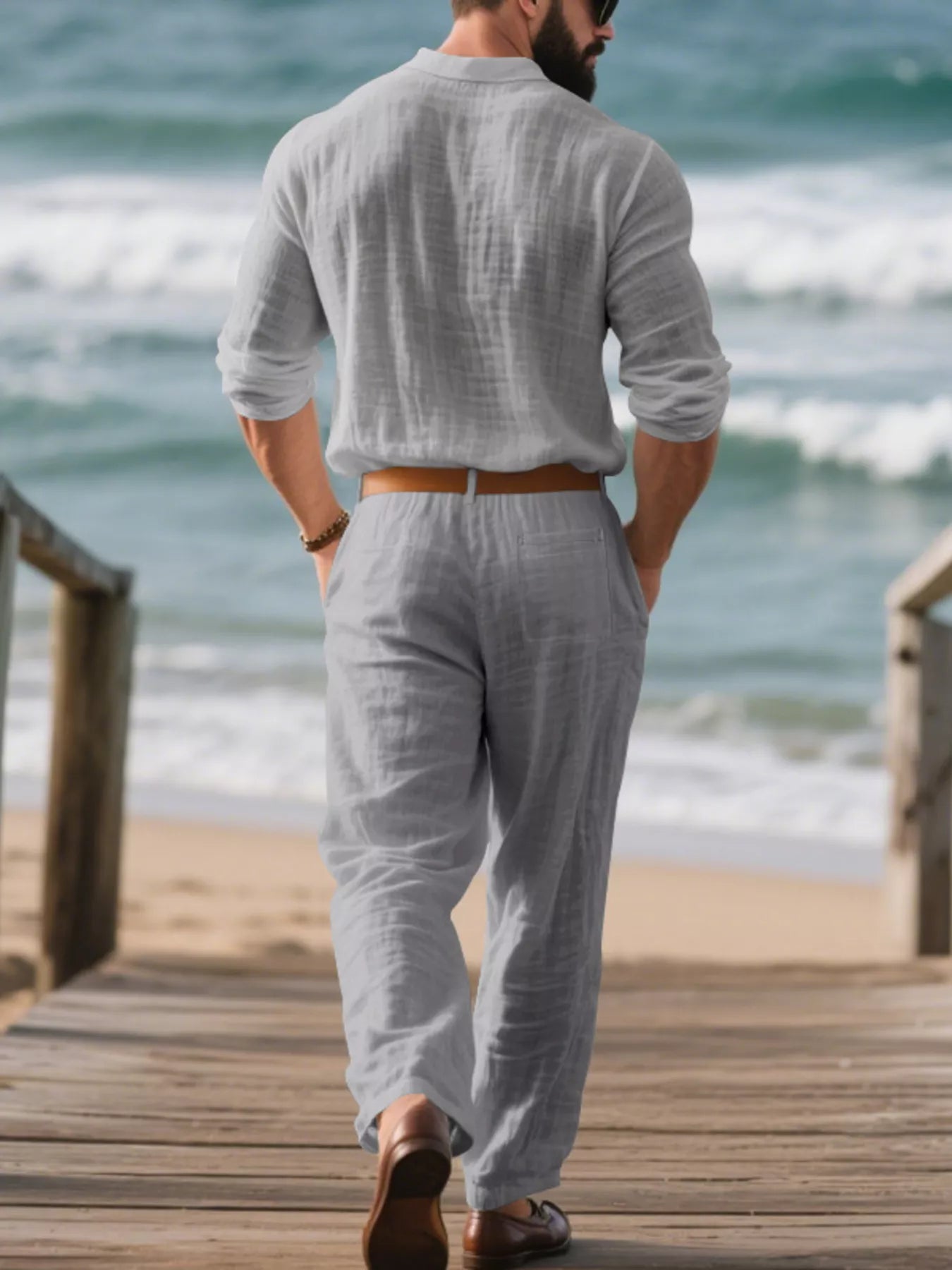 Men's Full Size Long Sleeve Top and Pants Set Plus Size
