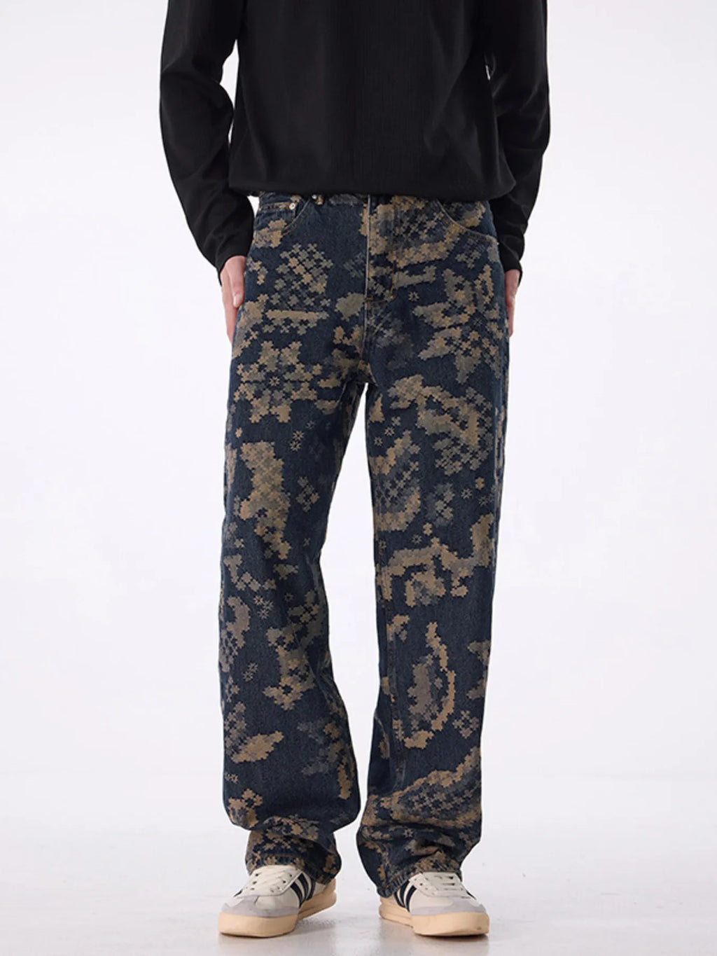 Men's Printed Wide Leg Cargo Pants