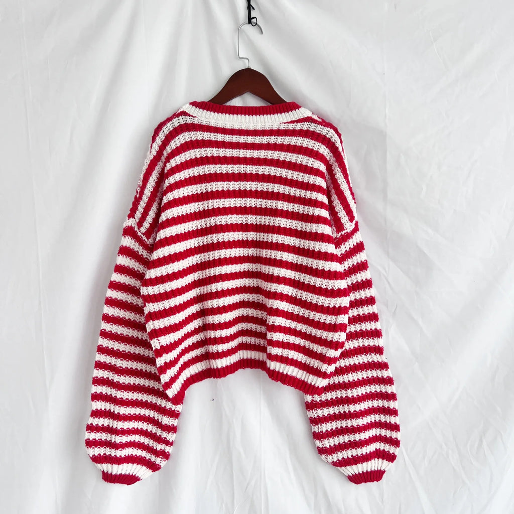 Oversized Striped Drop Shoulder Sweater