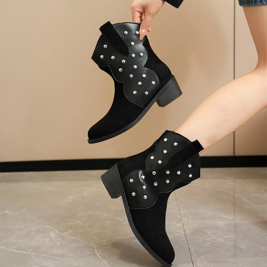 Studded Western Ankle Boots