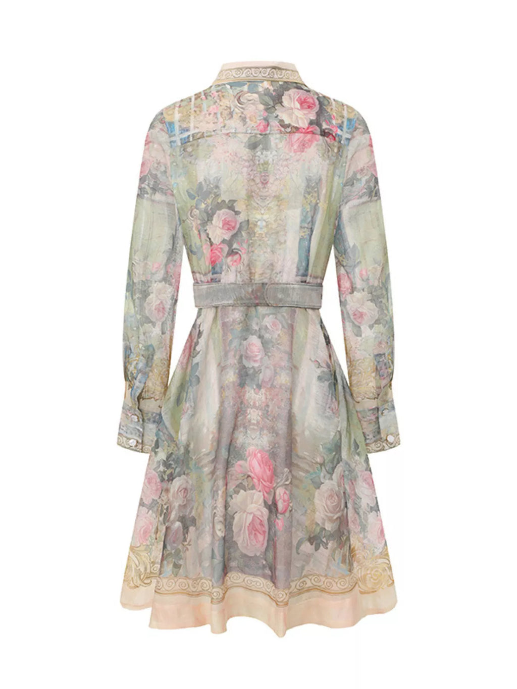 Floral Print Belted Shirt Dress