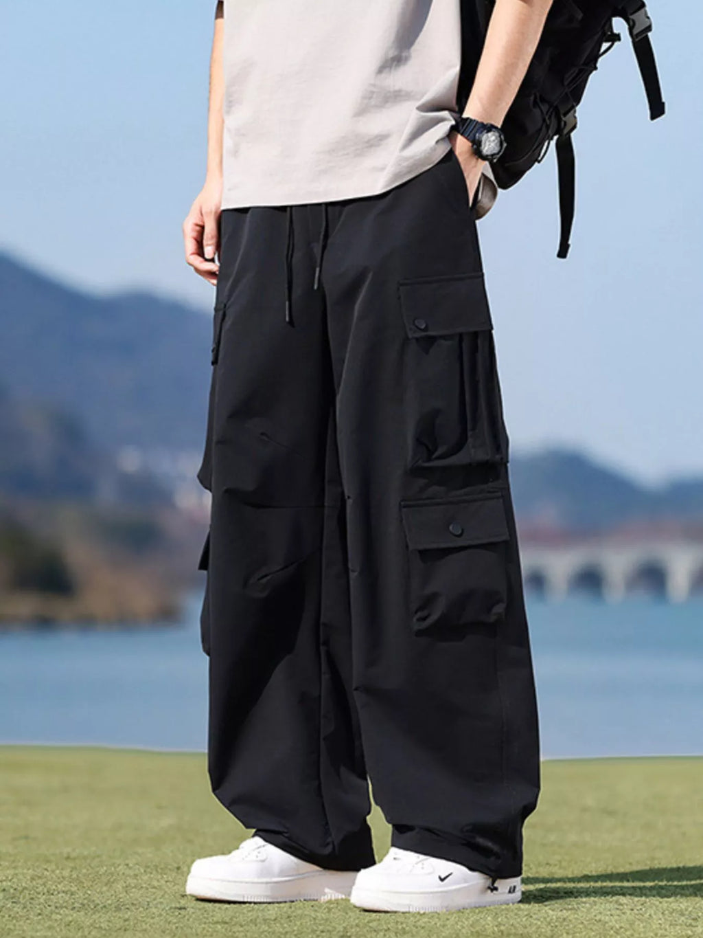 Men's Plus Size Loose Fit Multi-Pocket Cargo Pants