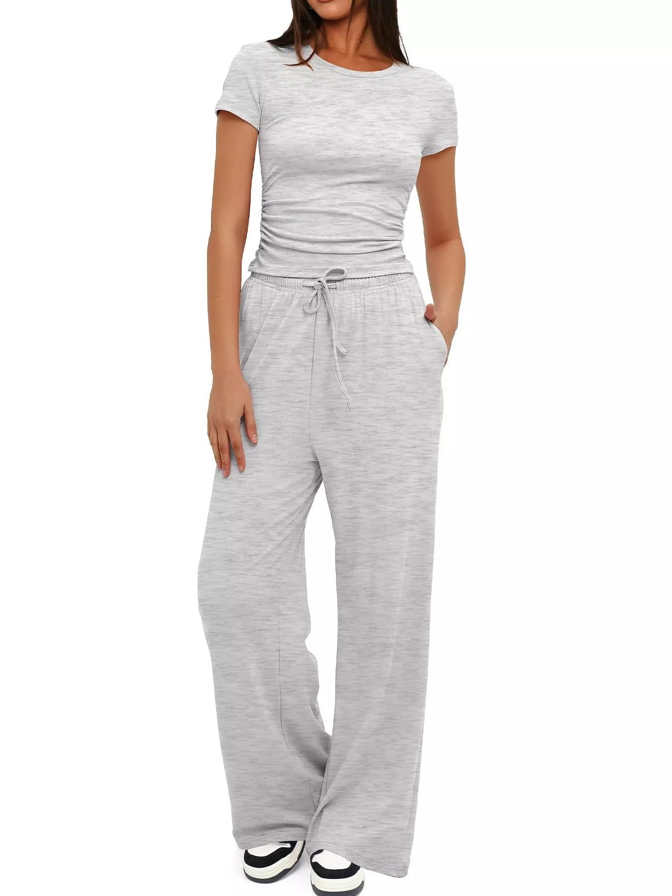 Short Sleeve Top and Drawstring Pants Set