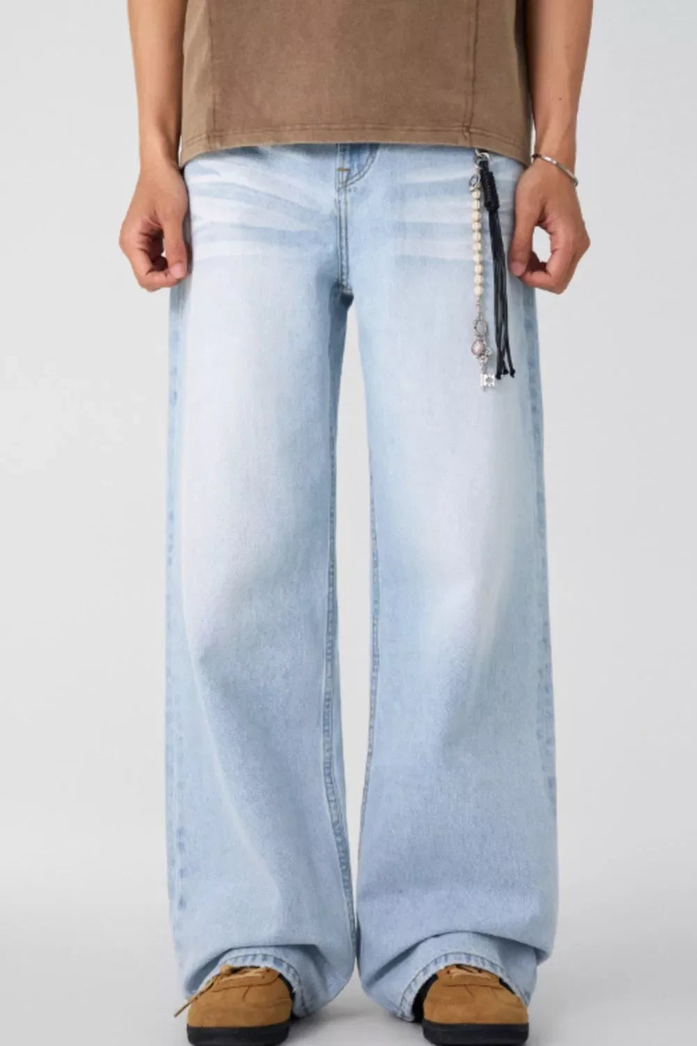 Men's Wide Leg Wash Jeans